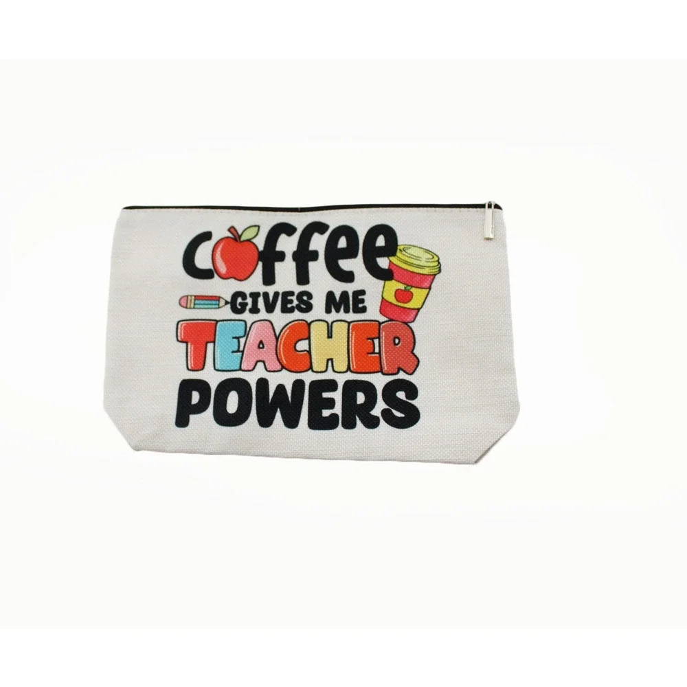 Coffee Gives Me Teacher Powers Canvas Accessories Pouch
